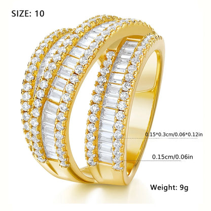 Elegant Sexy French Style Solid Color Copper Plating Inlay Zircon White Gold Plated Gold Plated Rings