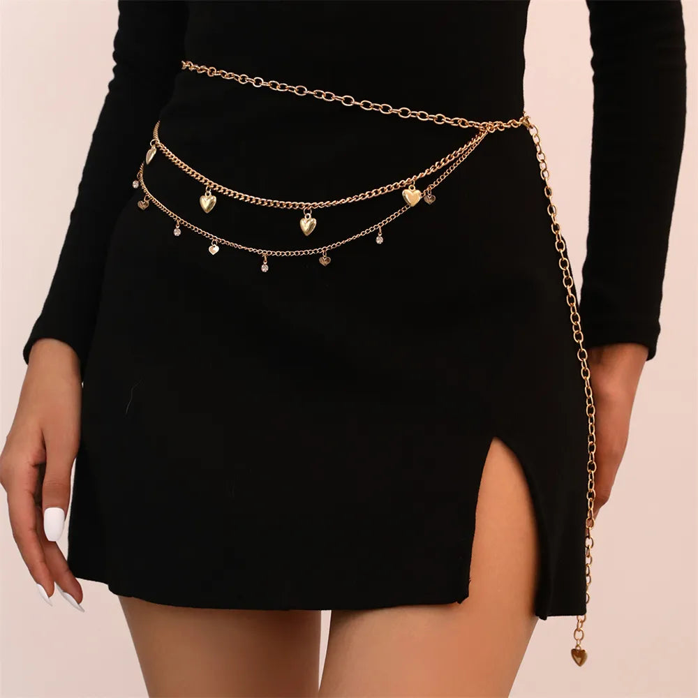 Elegant Sexy Solid Color Alloy Layered Gold Plated Women'S Waist Chain