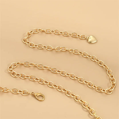 Elegant Sexy Solid Color Alloy Layered Gold Plated Women'S Waist Chain