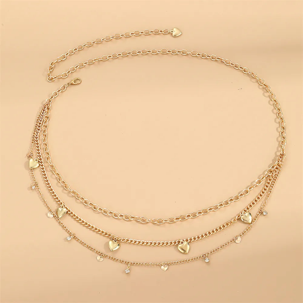 Elegant Sexy Solid Color Alloy Layered Gold Plated Women'S Waist Chain