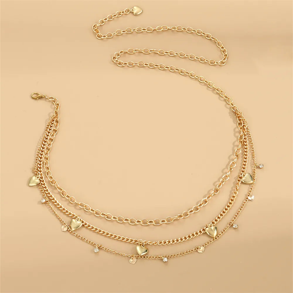 Elegant Sexy Solid Color Alloy Layered Gold Plated Women'S Waist Chain