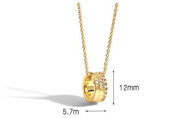 Elegant Shiny Circle Copper Plating Inlay Zircon 18k Gold Plated Pendant Necklace