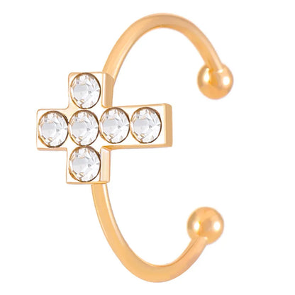 Elegant Shiny Cross Alloy Inlay Rhinestones Gold Plated Silver Plated Unisex Open Rings