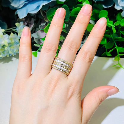 Elegant Shiny Geometric Copper Plating Inlay Zircon Rose Gold Plated White Gold Plated Rhodium Plated Rings