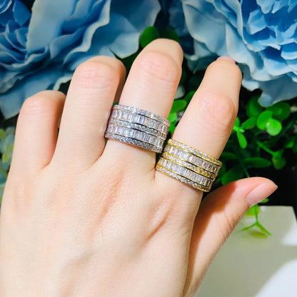 Elegant Shiny Geometric Copper Plating Inlay Zircon Rose Gold Plated White Gold Plated Rhodium Plated Rings