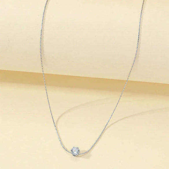 Elegant Shiny Geometric Titanium Steel Polishing Plating Inlay Zircon 18k Gold Plated Pendant Necklace