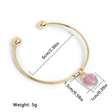 Elegant Shiny Heart Shape Lock Copper Plating Inlay Zircon Gold Plated Bangle