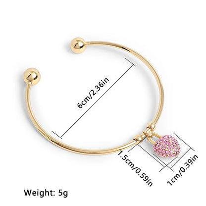 Elegant Shiny Heart Shape Lock Copper Plating Inlay Zircon Gold Plated Bangle