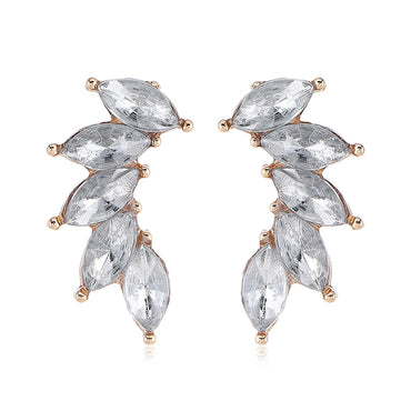 Elegant Shiny Leaf Alloy Inlay Zircon Women'S Ear Studs