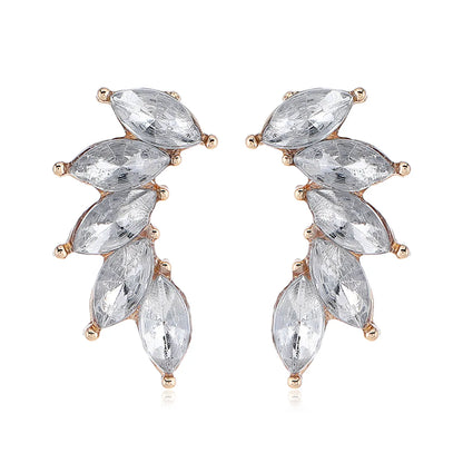 Elegant Shiny Leaf Alloy Inlay Zircon Women'S Ear Studs