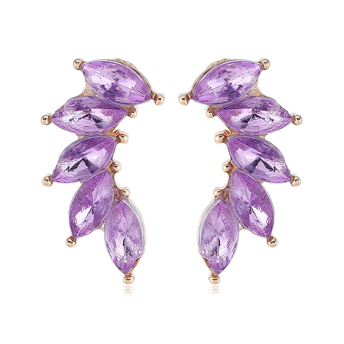 Elegant Shiny Leaf Alloy Inlay Zircon Women'S Ear Studs