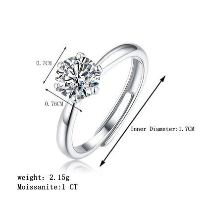 Elegant Shiny Round Sterling Silver Gra Plating Inlay Moissanite 18k Gold Plated Open Rings