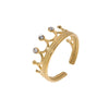 Elegant Simple Crown Design Light Luxury 18K Gold Plated Stainless Steel Ring For Women