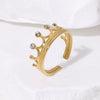 Elegant Simple Crown Design Light Luxury 18K Gold Plated Stainless Steel Ring For Women