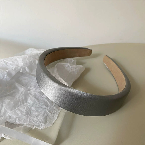 Elegant Simple Satin Texture Solid Color Fabric Sponge Headband Handmade Fashion Hair Hoop Sweet Cute Style