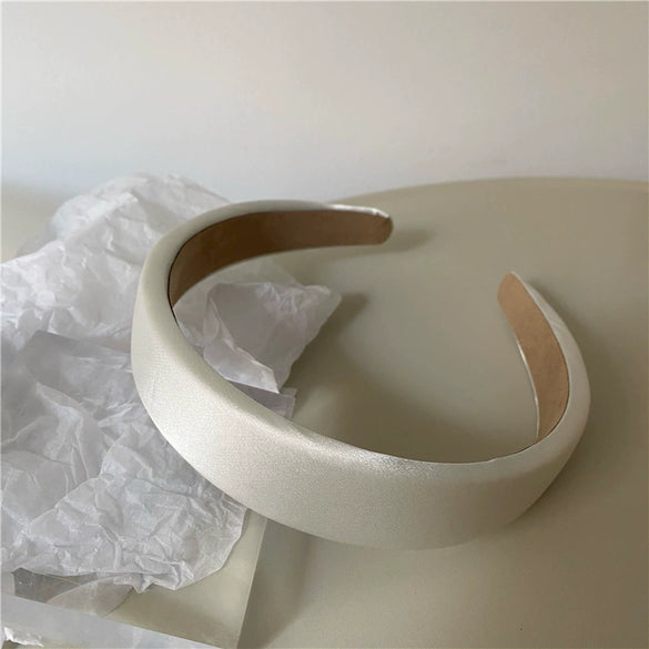 Elegant Simple Satin Texture Solid Color Fabric Sponge Headband Handmade Fashion Hair Hoop Sweet Cute Style