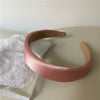 Elegant Simple Satin Texture Solid Color Fabric Sponge Headband Handmade Fashion Hair Hoop Sweet Cute Style