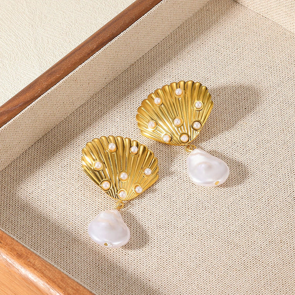 Elegant Simple Stainless Steel Imitation Pearl Heart Shape Bow Tie Electroplated Women's Earrings