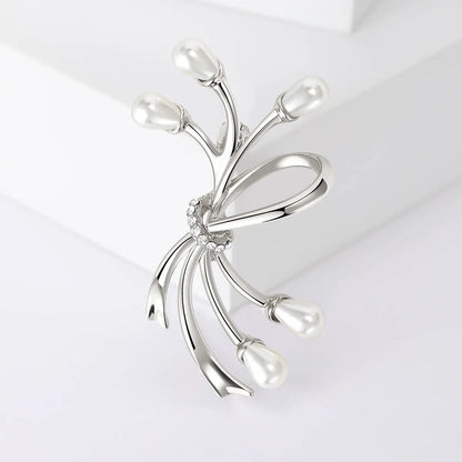 Elegant Simple Style Bow Knot Alloy Plating Inlay Artificial Pearls Rhinestones Women'S Brooches