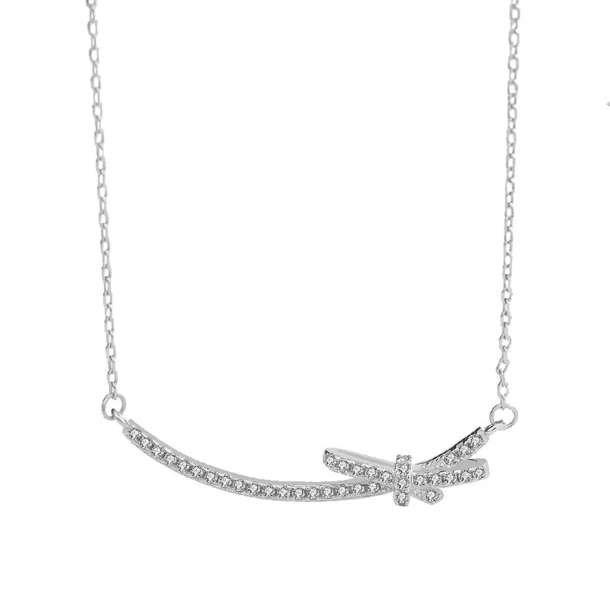 Elegant Simple Style Bow Knot Alloy Titanium Steel Plating Inlay Zircon Women'S Necklace