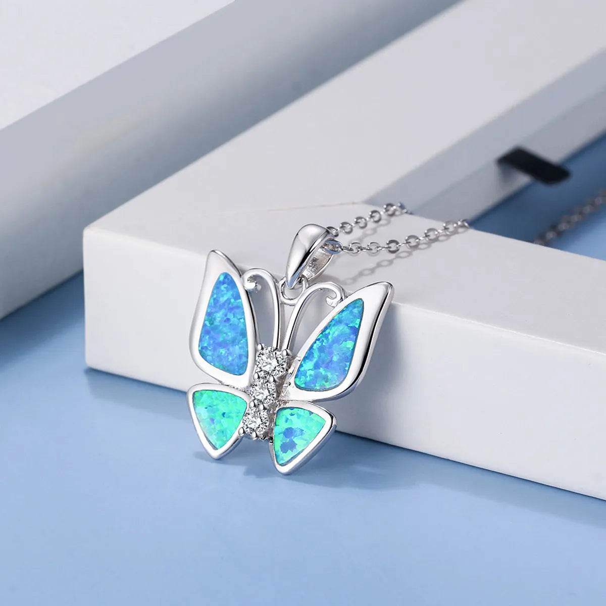 Elegant Simple Style Butterfly Bow Knot Sterling Silver Plating Inlay Zircon Silver Plated Necklace