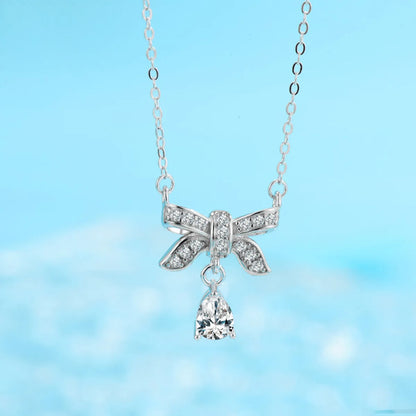 Elegant Simple Style Butterfly Bow Knot Sterling Silver Plating Inlay Zircon Silver Plated Necklace