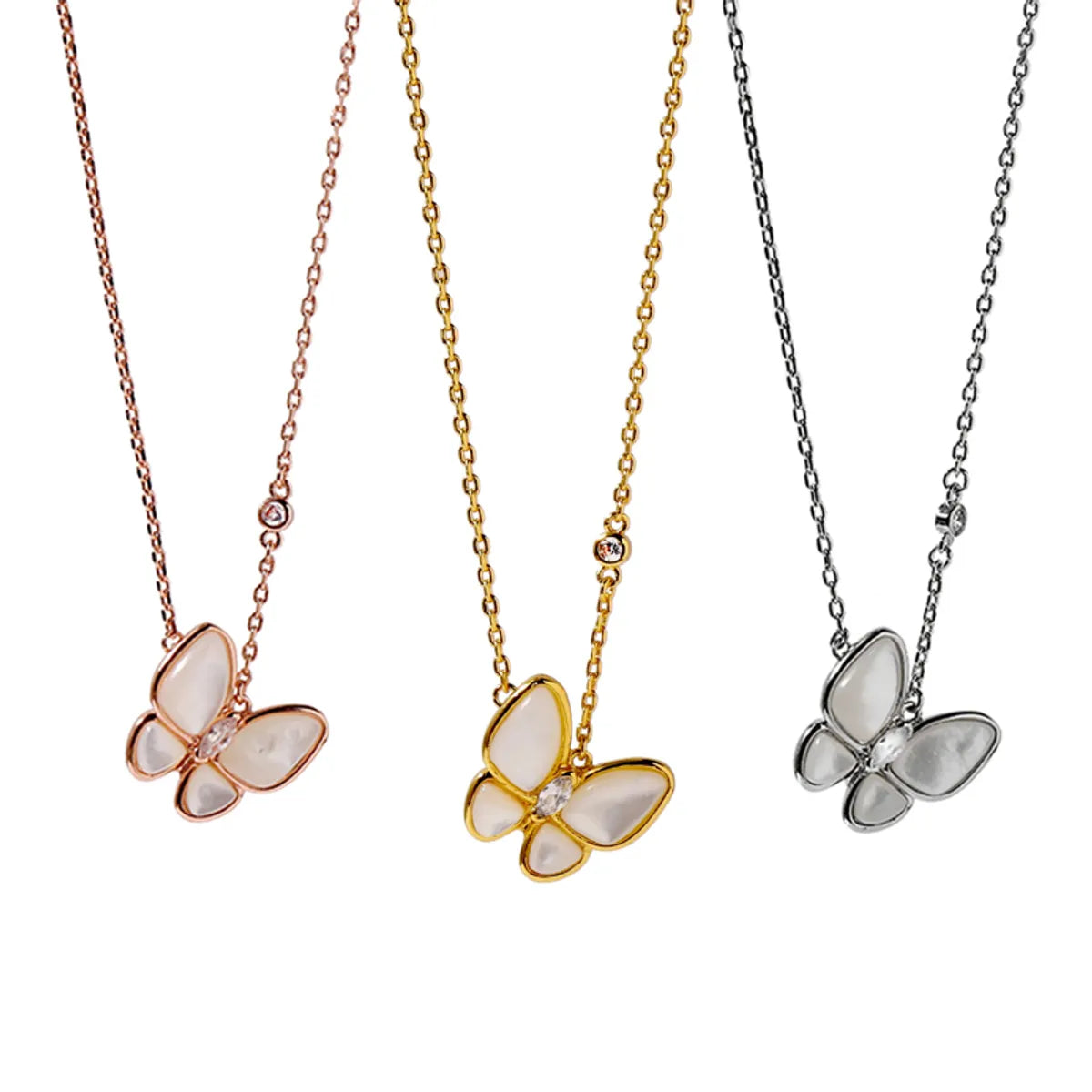 Elegant Simple Style Butterfly Copper Plating Inlay Shell Necklace