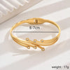 Elegant Simple Style Classic Style Round 201 Stainless Steel 18K Gold Plated Shell Zircon Bangle In Bulk