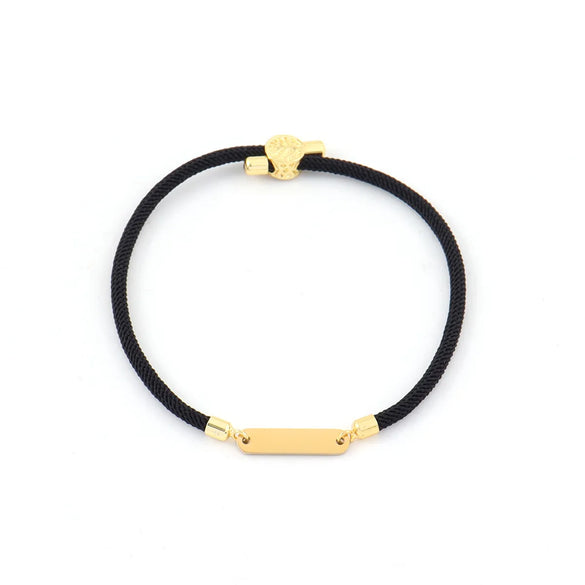 Elegant Simple Style Classic Style Customization Laser Engraving Solid Color 304 Stainless Steel Nylon Cord String String Bracelets Wholesale