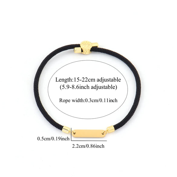 Elegant Simple Style Classic Style Customization Laser Engraving Solid Color 304 Stainless Steel Nylon Cord String String Bracelets Wholesale