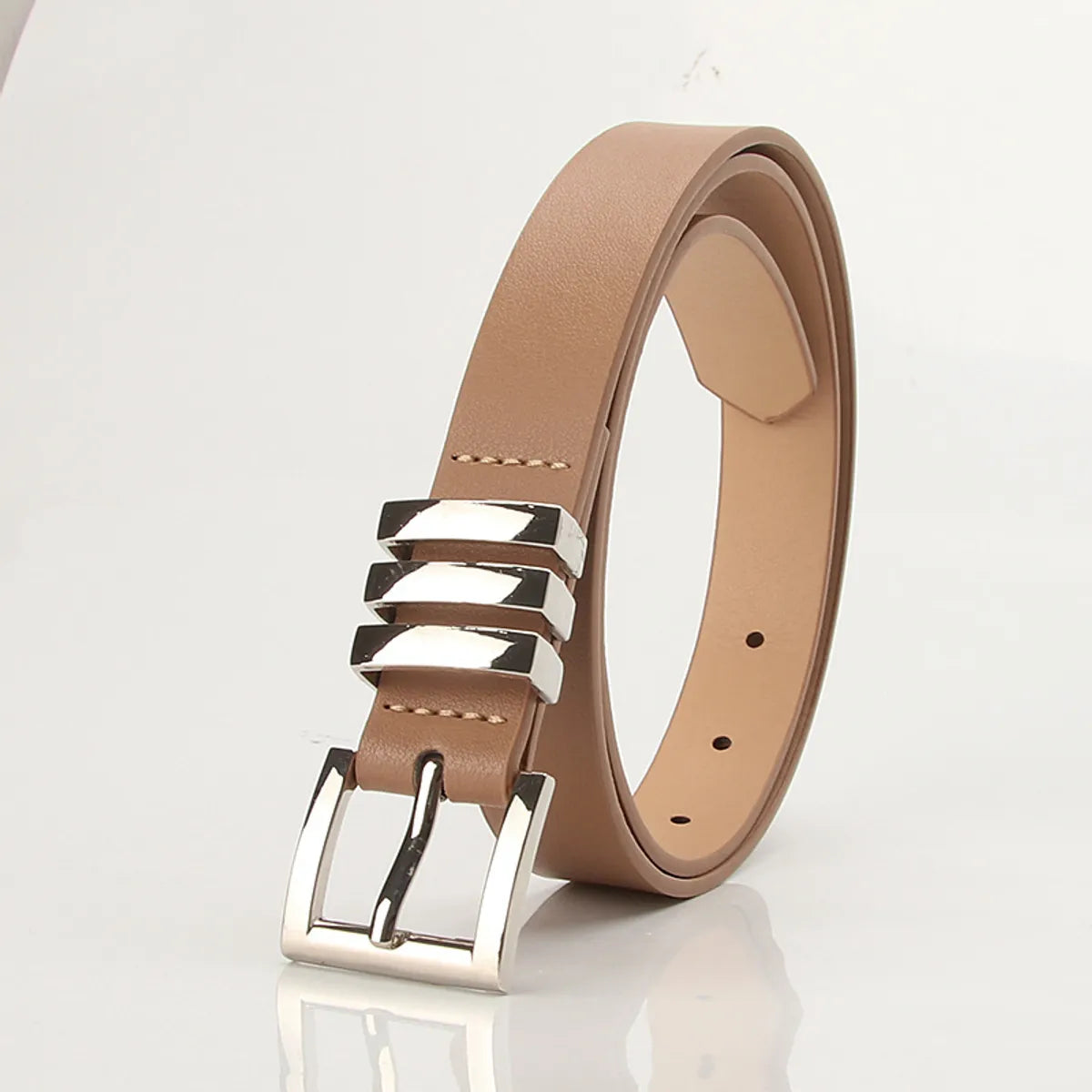 Elegant Simple Style Classic Style Solid Color Pu Leather Plating Women'S Leather Belts