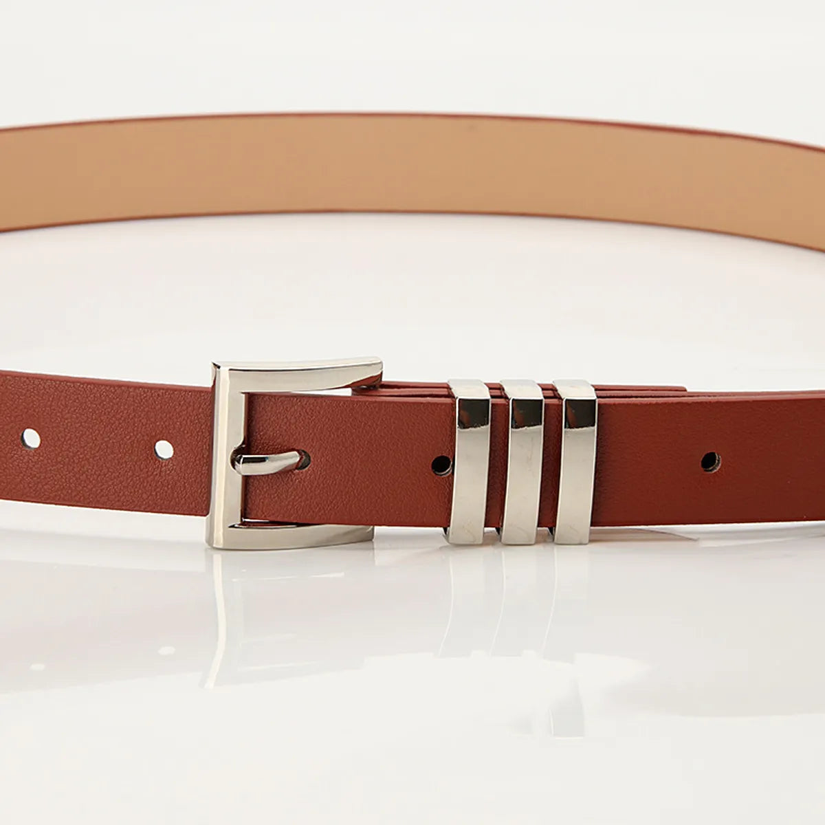 Elegant Simple Style Classic Style Solid Color Pu Leather Plating Women'S Leather Belts