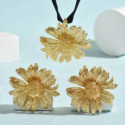 Elegant Simple Style Classic Style Sunflower Alloy Gold Plated Women'S Jewelry Set