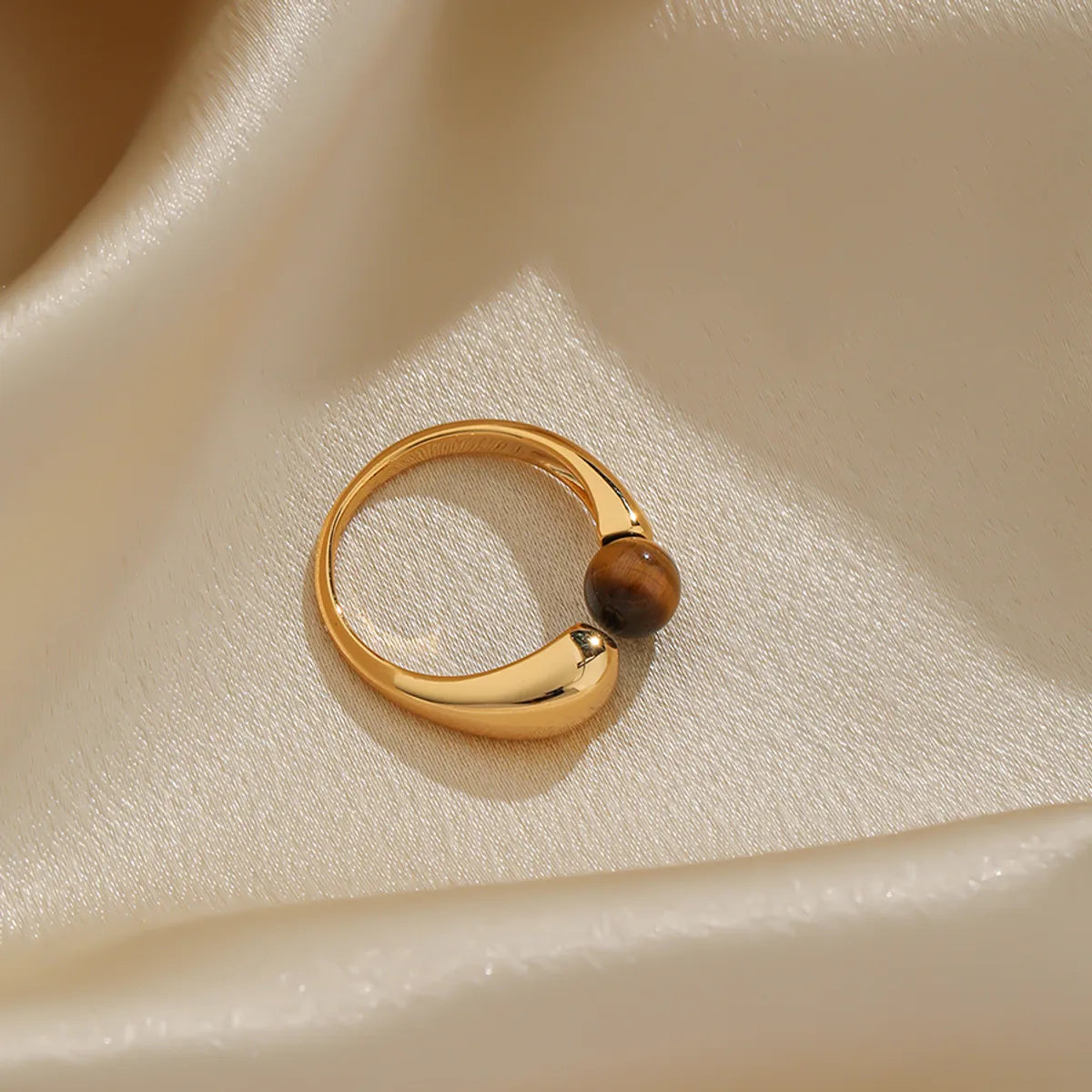 Elegant Simple Style Color Block Copper Plating Inlay Natural Stone Pearl 18k Gold Plated Rings