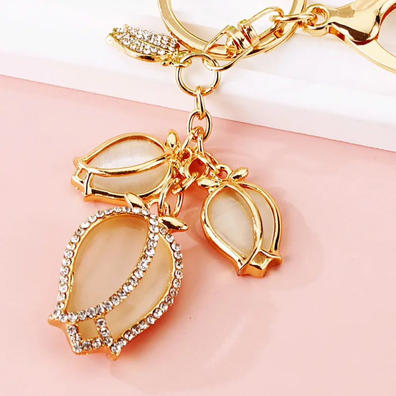 Elegant Simple Style Color Block Metal Inlay Rhinestones Women'S Keychain