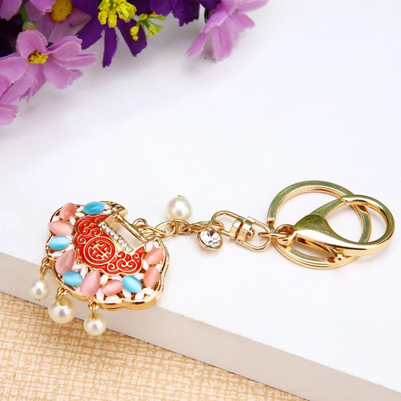 Elegant Simple Style Color Block Metal Inlay Rhinestones Women'S Keychain