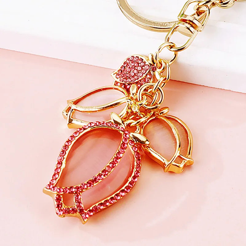 Elegant Simple Style Color Block Metal Inlay Rhinestones Women'S Keychain