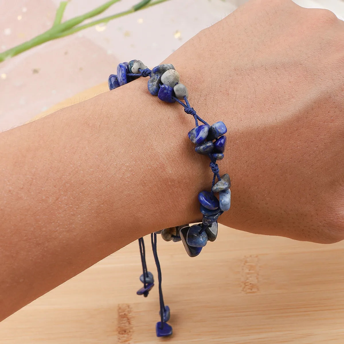 Elegant Simple Style Color Block Natural Stone Beaded Women'S Drawstring Bracelets