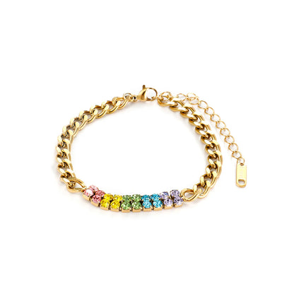 Elegant Simple Style Colorful 304 Stainless Steel Zircon Bracelets In Bulk