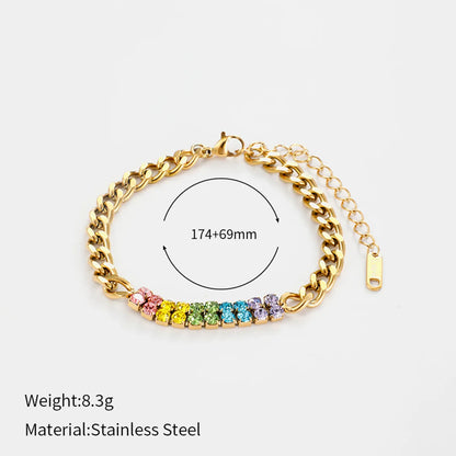 Elegant Simple Style Colorful 304 Stainless Steel Zircon Bracelets In Bulk