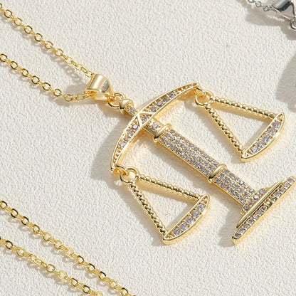 Elegant Simple Style Commute Hexagram Copper 14k Gold Plated White Gold Plated Zircon Pendant Necklace In Bulk