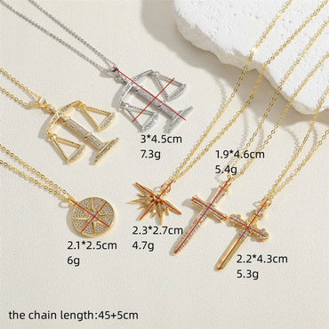 Elegant Simple Style Commute Hexagram Copper 14k Gold Plated White Gold Plated Zircon Pendant Necklace In Bulk