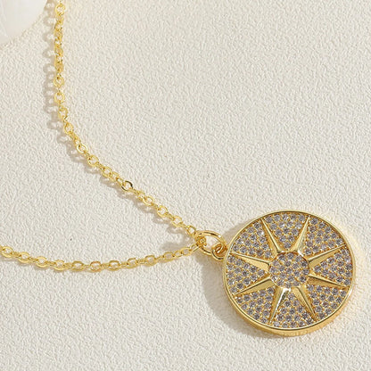 Elegant Simple Style Commute Hexagram Copper 14k Gold Plated White Gold Plated Zircon Pendant Necklace In Bulk