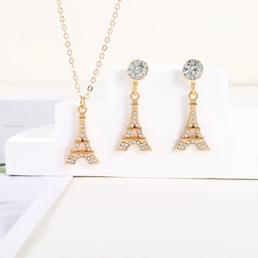 Elegant Simple Style Commute Tower Iron Inlay Rhinestones Gold Plated Women'S Jewelry Set