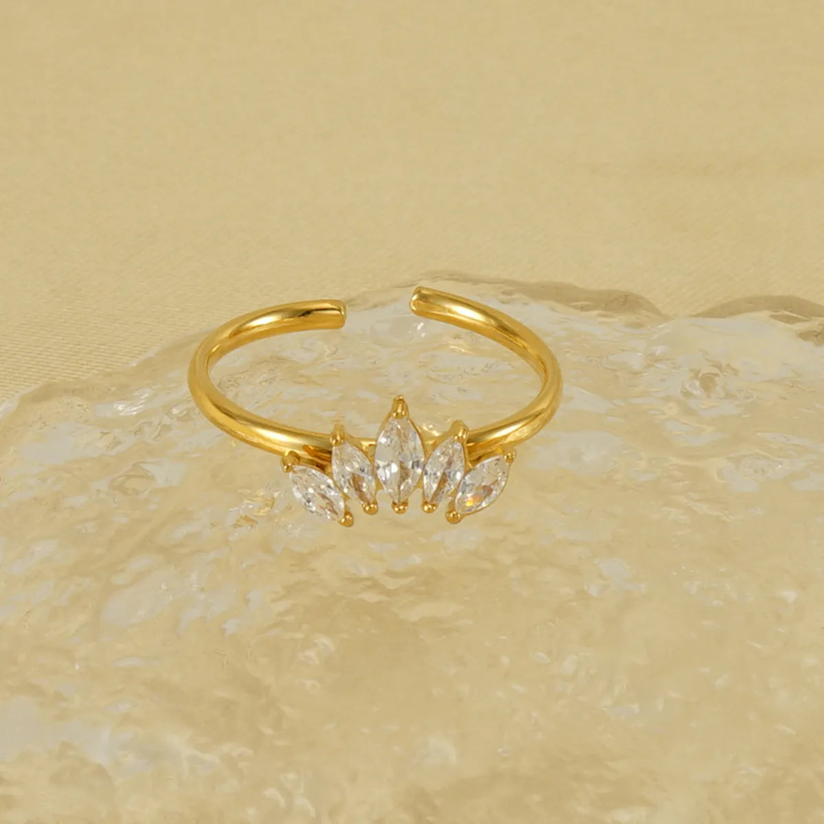 Elegant Simple Style Crown Stainless Steel Inlay Zircon 18k Gold Plated Open Rings