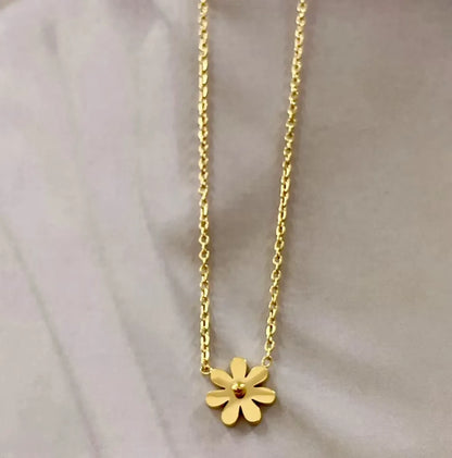 Elegant Simple Style Daisy Stainless Steel Plating 18k Gold Plated Pendant Necklace