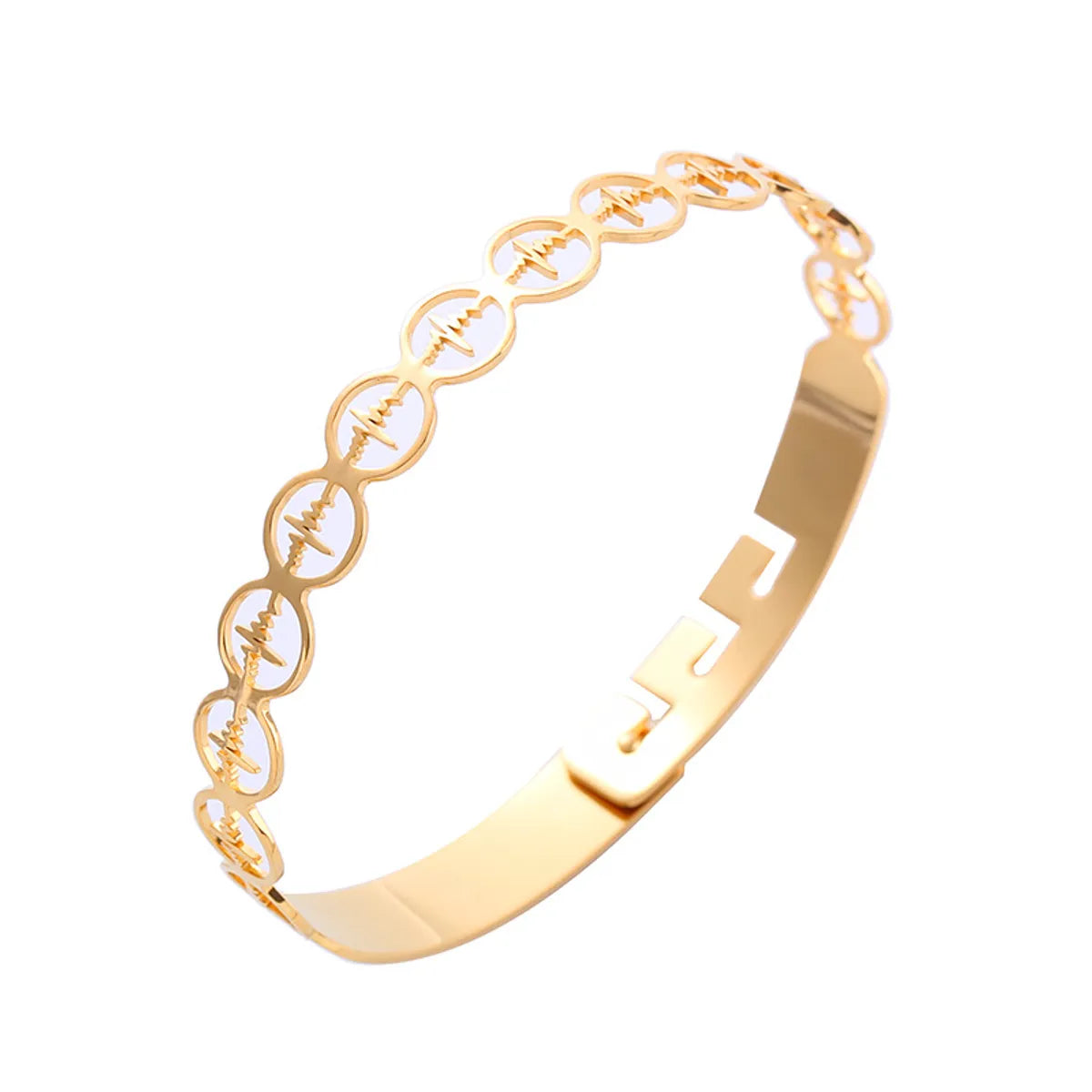 Elegant Simple Style Electrocardiogram Stainless Steel Plating Bangle