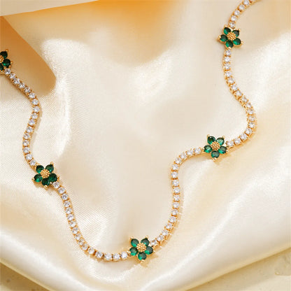 Elegant Simple Style Flower Copper Zircon Necklace In Bulk