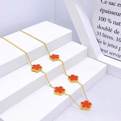 Stainless Steel 14K Gold Plated Elegant Simple Style Plating Inlay Flower Shell Necklace