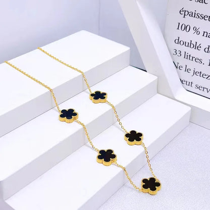 Stainless Steel 14K Gold Plated Elegant Simple Style Plating Inlay Flower Shell Necklace